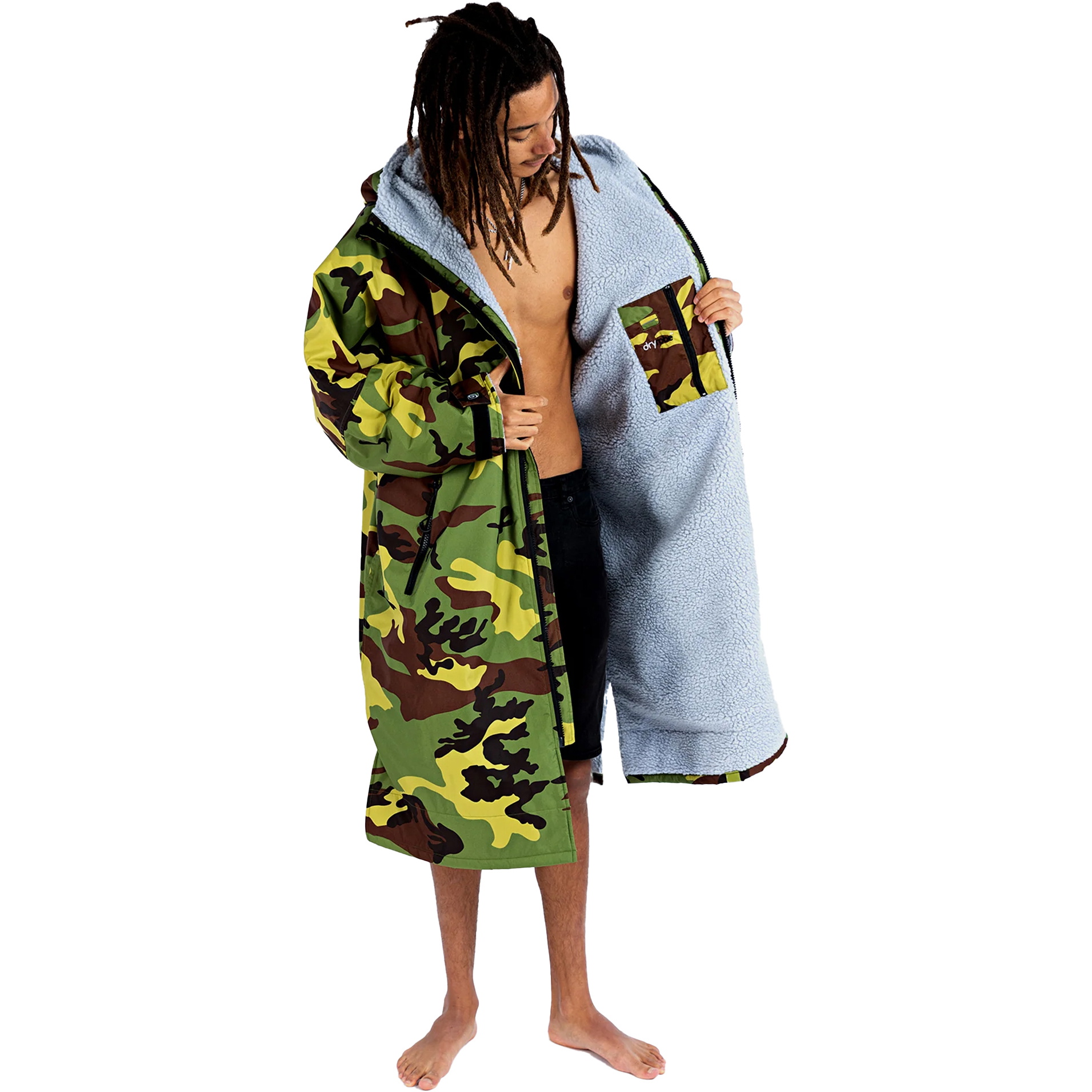 2025 Dryrobe Advance Peignoir De Change à Manches Longues V3 DALSV3 - Grey / Camouflage
